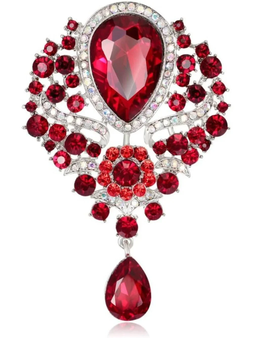 4Pcs Rhinestone Crystal Brooch Set - Large Fashion Jewelry Accessories Lot